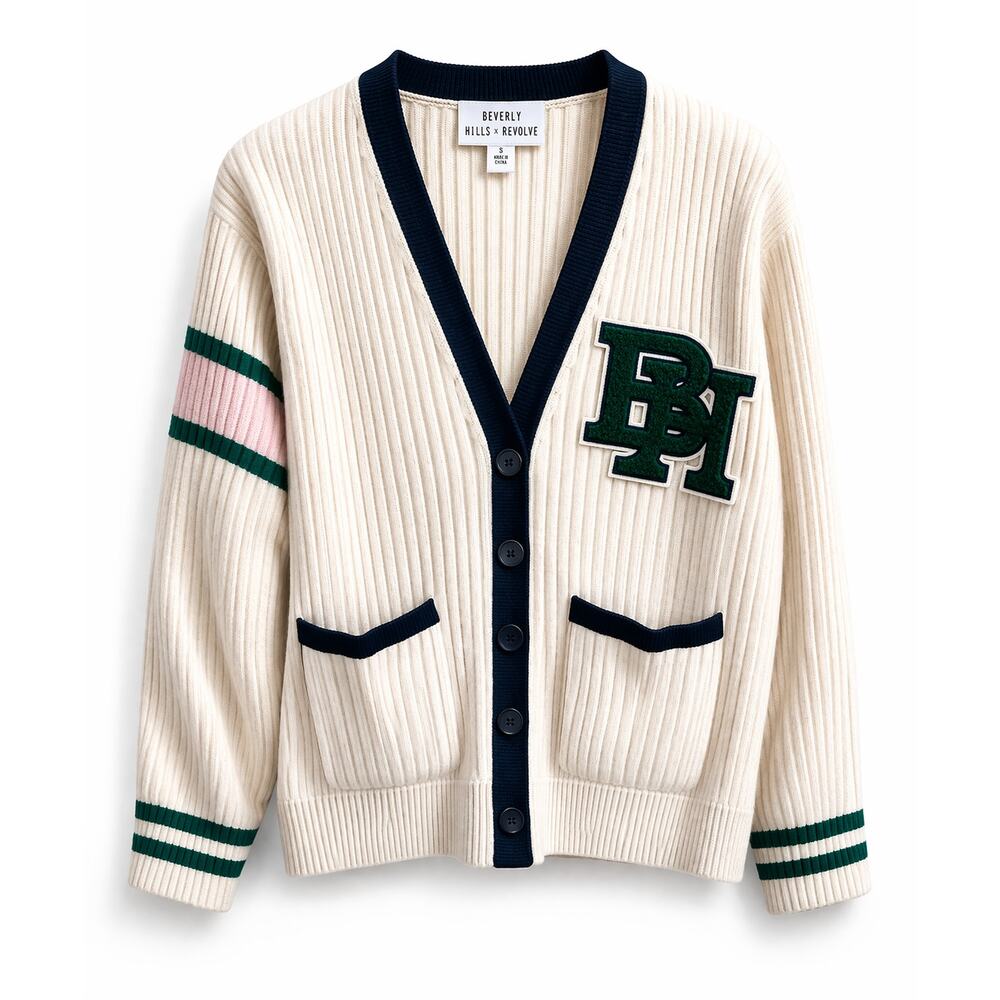 Beverly Hills X Revolve Collegiate Wool Cardigan Women's S Oversized Academia